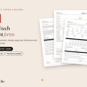 Nail Tech Client Forms Bundle, Fillable PDF Salon Intake, Consent, Aftercare (Digital Download)