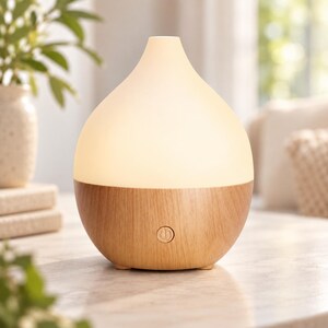 Essential Oil Diffuser Wood Grain Aromatherapy Humidifier LED Mist Home Bedroom Office Fragrance Decor