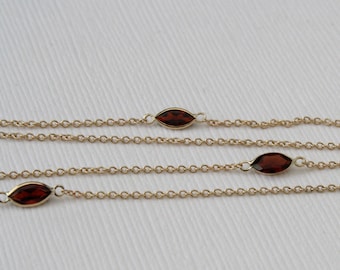 Garnet by the Yard Necklace in 14K Gold