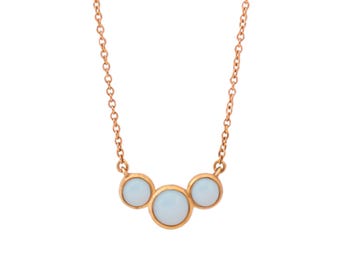 Three Stone Opal Necklace in 14K Rose Gold