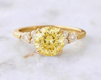 GIA Certified Yellow Sapphire & Diamond Cluster Ring - 18K Gold