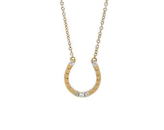 14K Yellow Gold Horseshoe Necklace with Diamonds