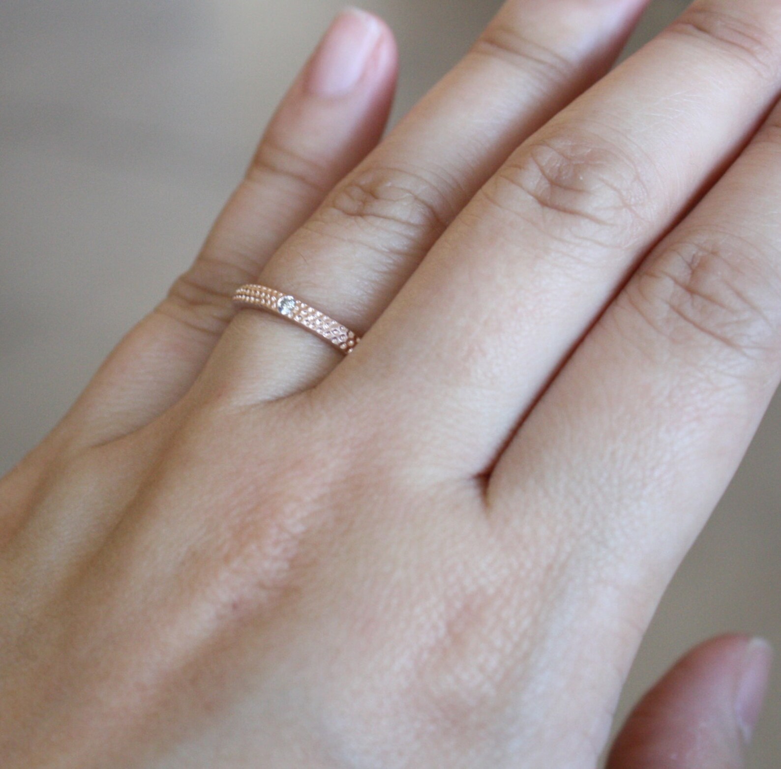 Tri-color Matte Finish Textured Diamond Ring in 14K Solid Gold - Etsy