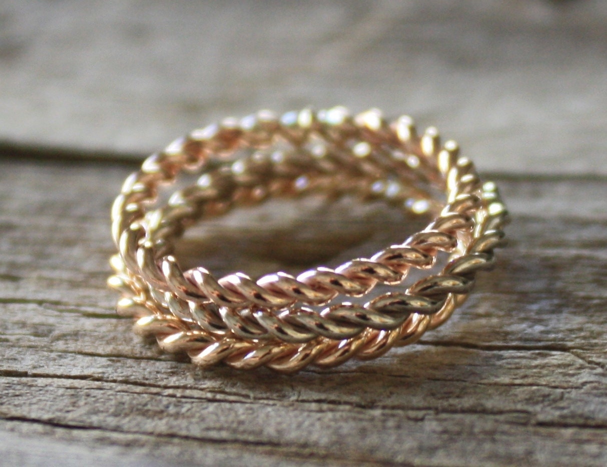 Set of 3 Twist Infinity Stacking Rings in 14K Rose White and - Etsy
