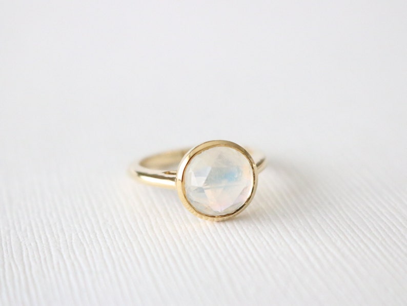 Rose Cut Round Moonstone Bezel Ring Gemstone Ring Birthstone | Etsy