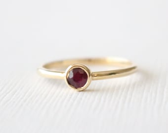 Handmade 14K Yellow Gold Ruby Ring: July Birthstone