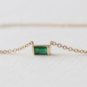 Emerald Bar Set Necklace in 14K Yellow Gold