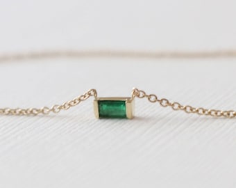 Smaragd Bar Set Halskette in 14K Gelbgold