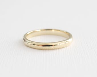 3 MM Comfort Fit Solid Gold Band, Handmade Wedding Band, Gold Stacking Ring in 14K Yellow Gold