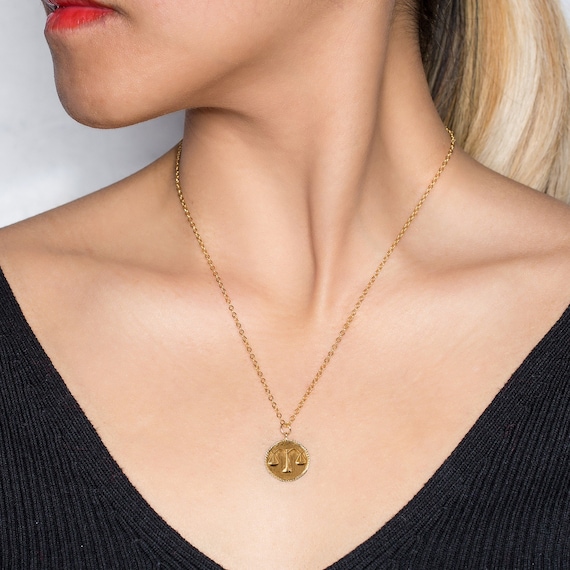 14K Gold Necklace Libra Zodiac Necklace 