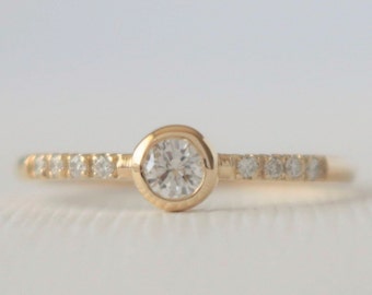 Solitaire Diamond Bezel Ring Diamond Engagement Ring Solitaire Engagement Ring Modern Engagement in 14K Yellow Gold Design by Studio 1040