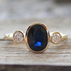 1.63 Cts. Cornflower Blue Sapphire Diamond Ring in 14K Yellow Gold