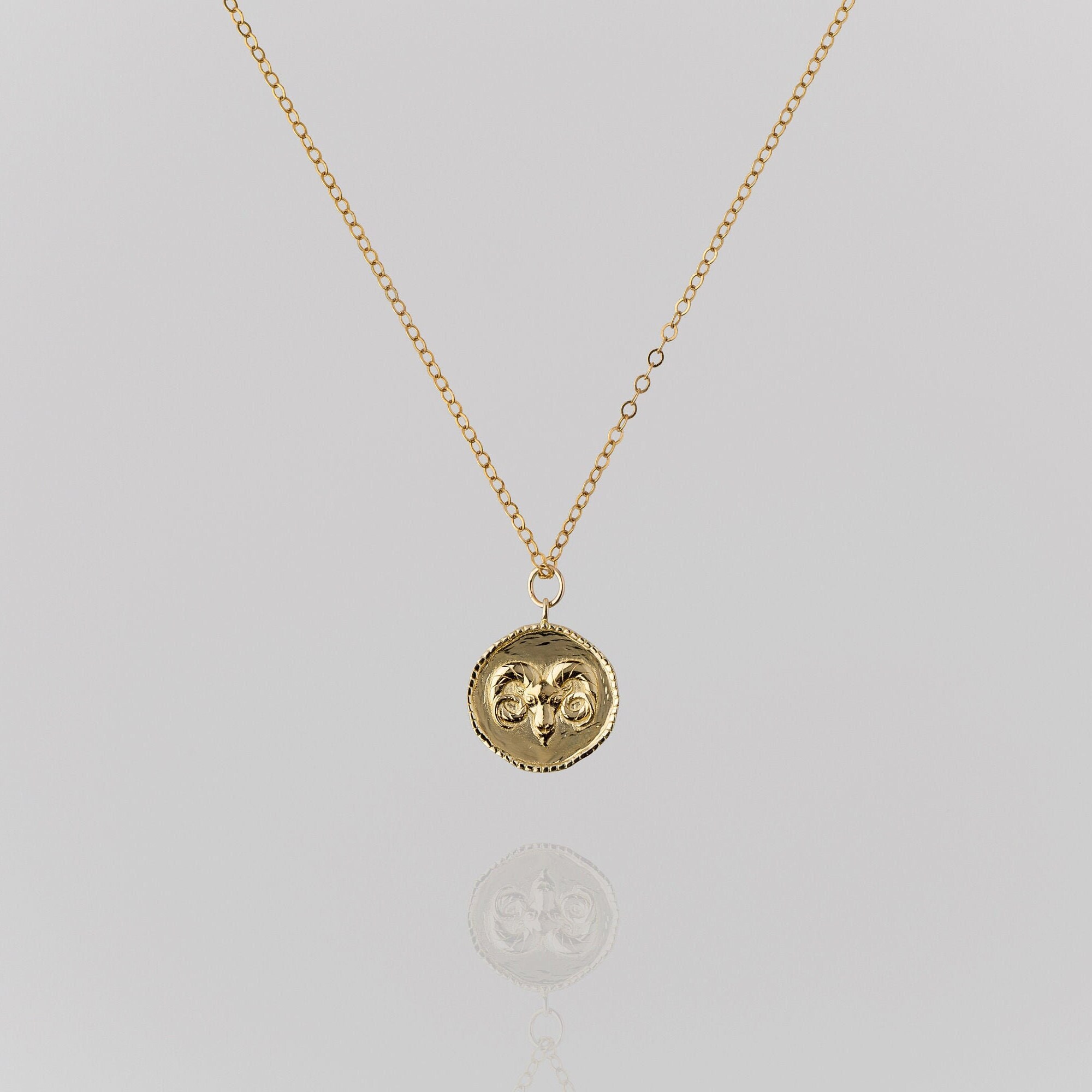 14K Gold Necklace Aries Zodiac Necklace 