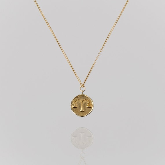 14K Gold Necklace Libra Zodiac Necklace 