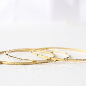 SET 3 Solid Gold Diamond Stacking Bangle Bracelets in 18K Solid Gold image 4
