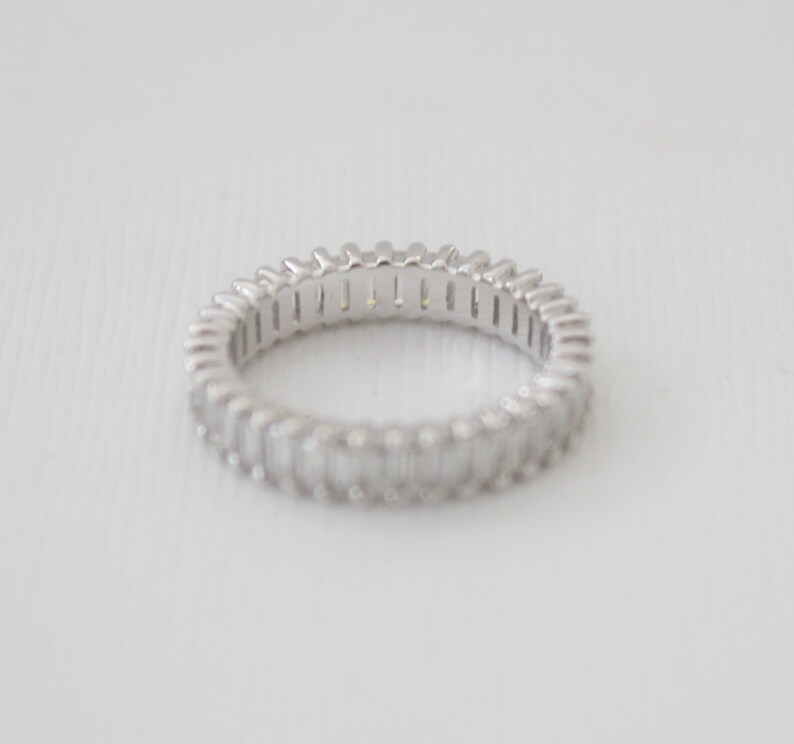 Full Eternity Baguette Moissanite Ring Moissanite Eternity Etsy