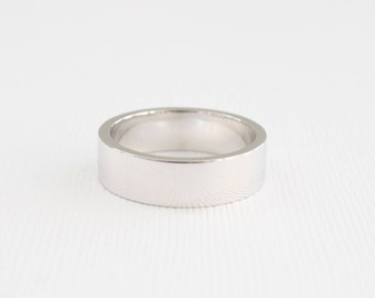 Alliance pour homme faite main en or blanc 14 carats mat 6 mm