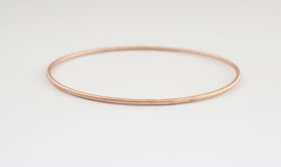 Handmade 14K Yellow Gold Bangle Bracelet: Stacking Bangle, 7 inch
