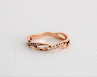 Diamond Eternity Twist Ring in 14K Rose Gold