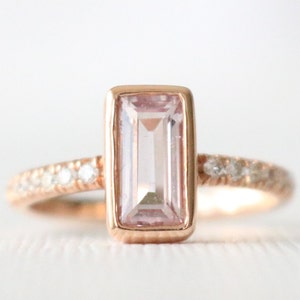 Pink Sapphire Diamond Ring: 14K Rose Gold Bezel Half Eternity
