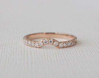 Handmade 14K Rose Gold Curved Diamond Wedding Band (0.21 ct)