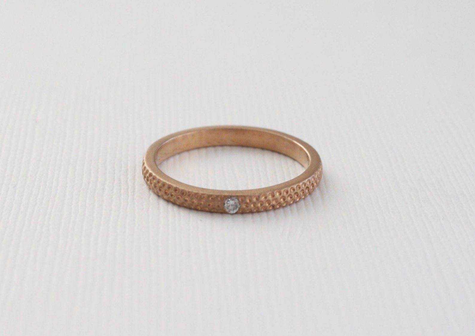 Tri-Color Matte Finish Textured Diamond Ring in 14K Solid Gold | Etsy