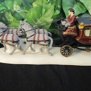 Dept. 56 Coach and Horses, Heritage Village Series,vintage, horses, carriage, coach, animals, collectible