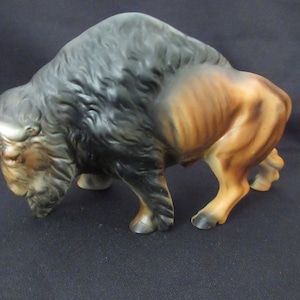 Buffalo figurine, ceramic, vintage, animal