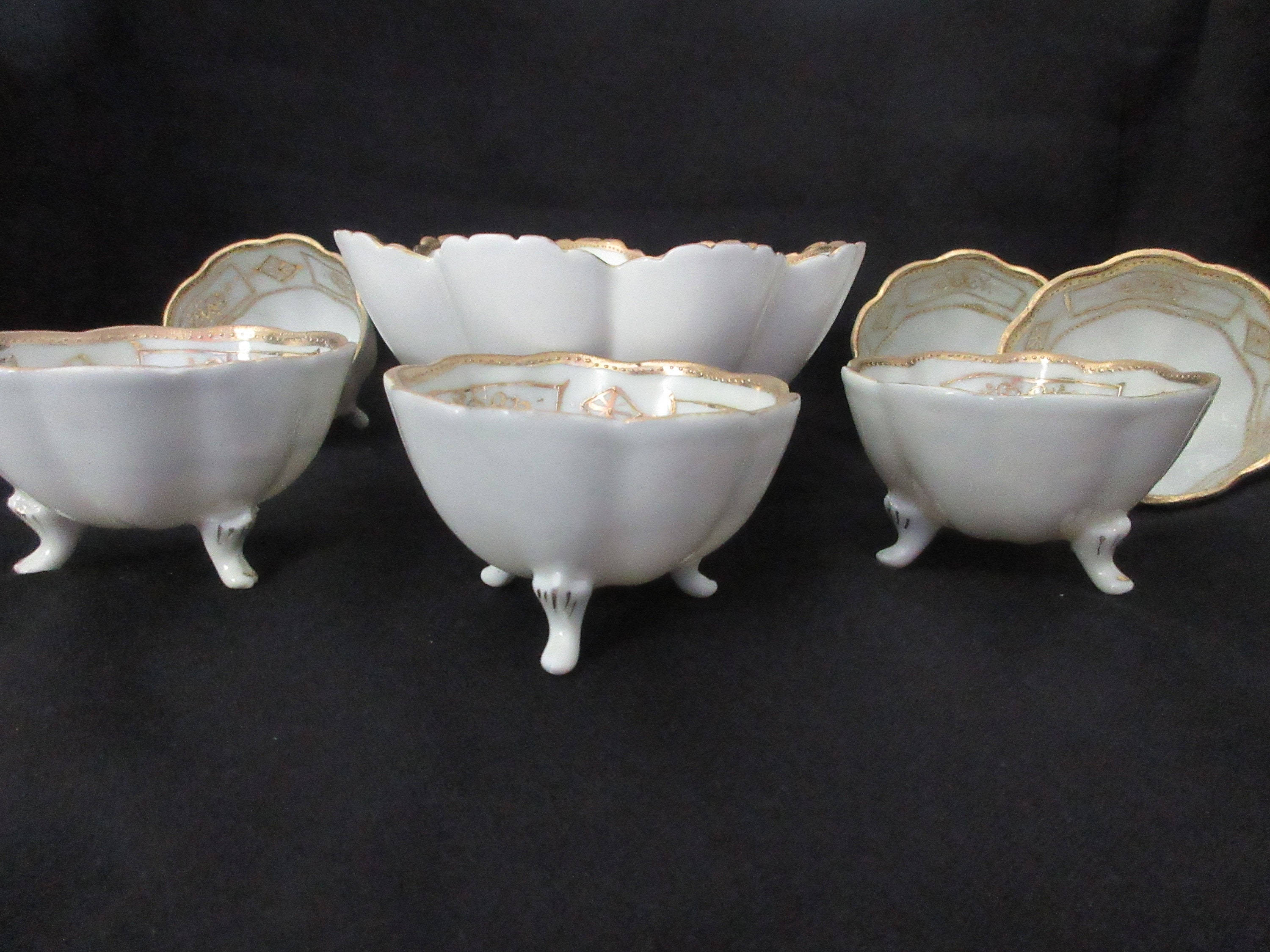 Nippon Nut Bowl Set Cherry Bowl Set Gold Hand Painted Etsy
