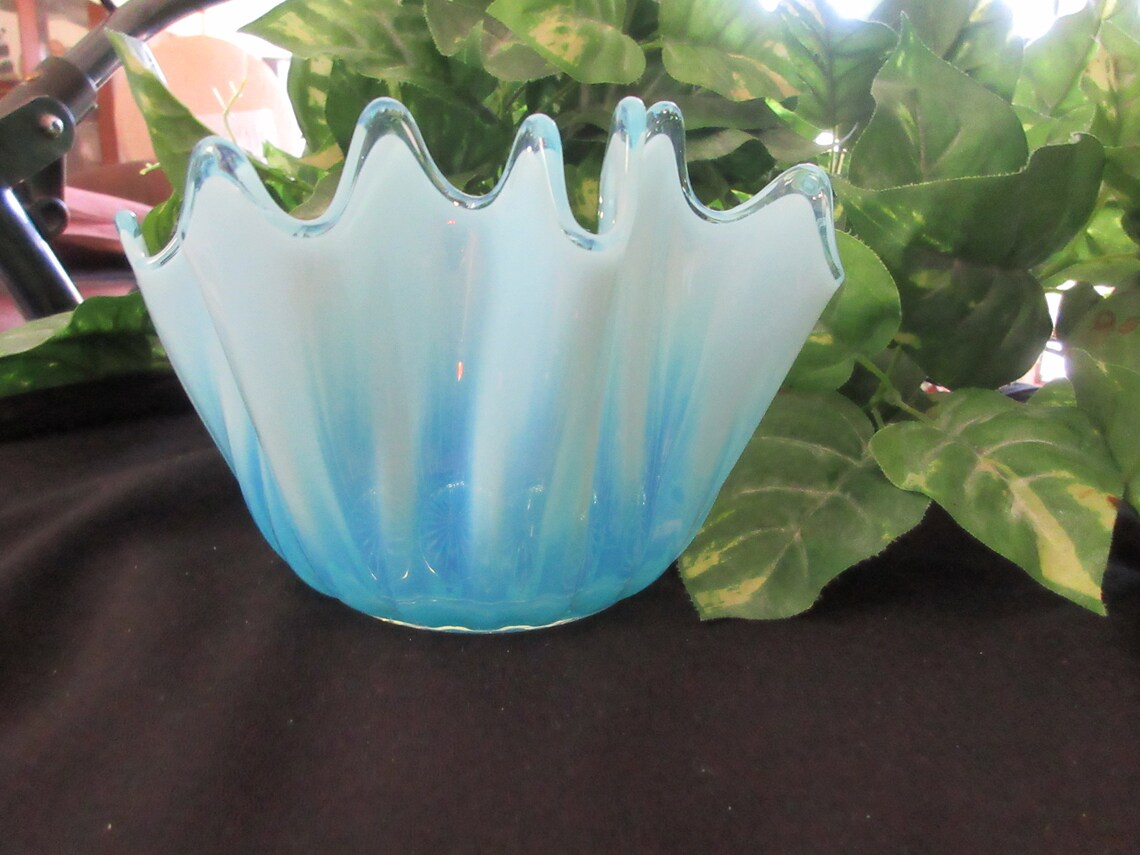 Fenton Blue Fluted Glass Dish, Bowl, Vintage, Gift for Her Etsy