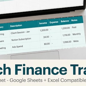 Coach Finance Tracker Spreadsheet — Client, Package & Session Income Tracker | Excel