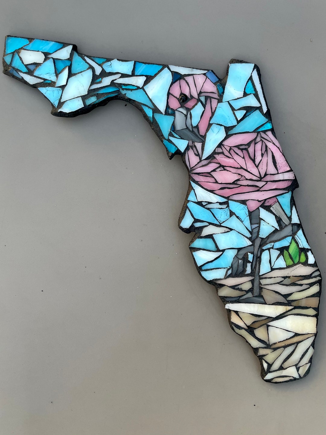 Florida Mosaic, Stained Glass Mosaic, Ornament, Wall Map Decor, Wall Hanging Decor