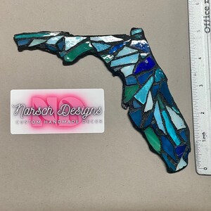 Florida-mozaïek, glas-in-loodmozaïek, magneet, ornament, wandkaartdecor, wanddecoratie, staat Florida, souvenir, vakanties Florida