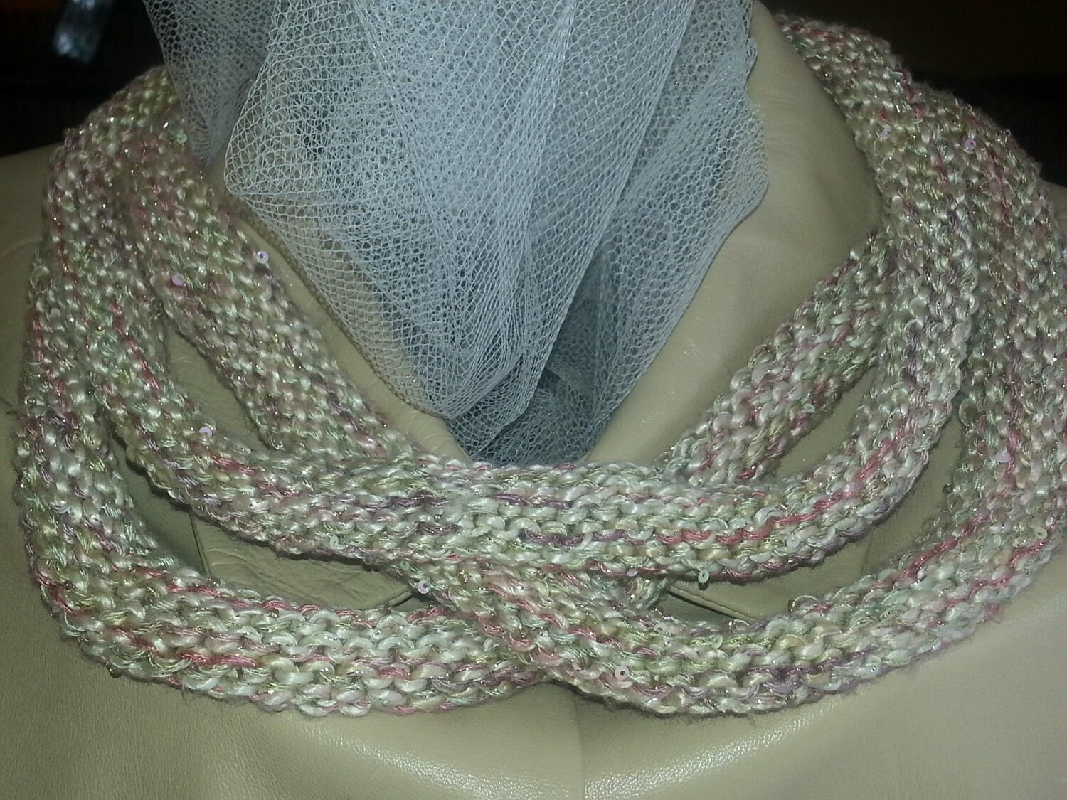 KN Knitted ROPE NECKLACE Sequin/Beads/Silk 12 X 3 Etsy