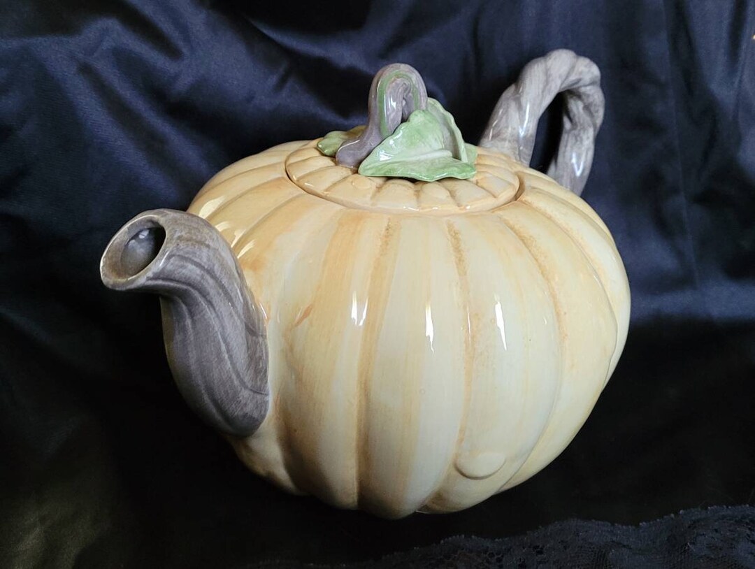 Vintage Ceramic Pumpkin Teapot Fitz & Floyd FF Japan 1985 Pale Etsy
