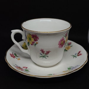 Colorful Floral Teacup & Saucer Vale Genuine Bone China Made Longton England | Pretty Multicolor Flowers Midcentury English Porcelain Set