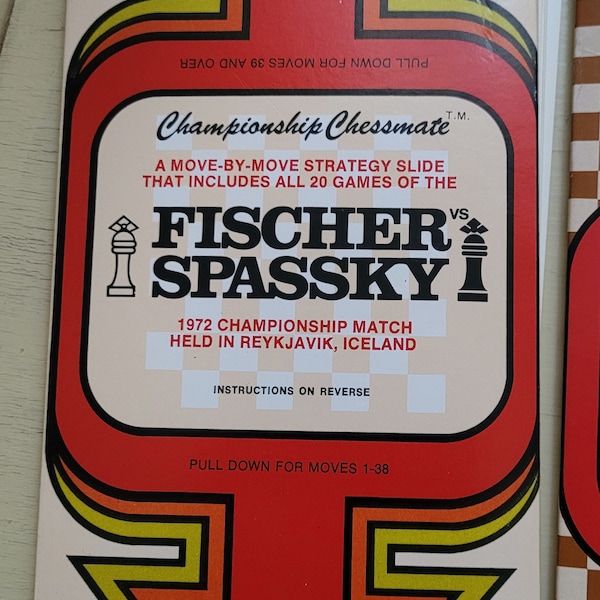 Fischer Spassky 1972 Championship Chessmate Strategy Slide Chess Solitaire Game with All 20 Game Cards of Reykjavik Iceland Match Hoi Polloi