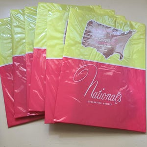 NOS Vintage 1950s Seamless Nylon Stockings, 6 Pair w/ Box, Size B | Super Sheer Neutral Beige Midcentury Thigh Highs, National&#39;s Hosiery