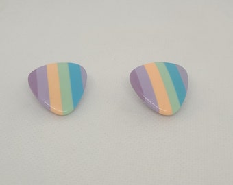 Pastel Rainbow Clip-on Earrings 1980s | Retro Triangular Non-Pierce