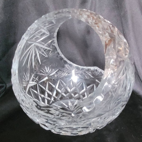 Lead Crystal Basket With Handle Etsy