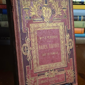 Raoul Daubry, Chef de Famille by Mlle Zénaïde Fleurot (1881) Hb, Fair | Antique French Book Red Gilt Cover Illustrated Woodcuts 2nd Edition