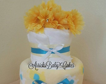 The "Sunshine" Unisex Diaper Cake~ArricksBabyCakes~Baby Shower Gift~Expectant Mom's~Free Shipping~Baby Shop~Baby Shower Gift~Flowers~Yellow