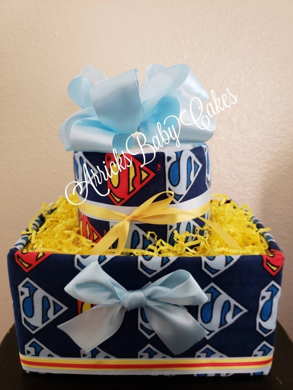 Baby Boy Diaper Cake~ArricksBabyCakes~Red And Blue~Baby Centerpiece~Baby  Shower Gift~Comic Book~Superhero~Square Baby Boy Cakes~Super Baby
