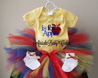 Rainbow Tutu Skirt ~Storybook~3 Piece Set~ArricksBabyCakes~Free Shipping~Baby Girl Clothing~Baby Shop~Red Apple~Size 6-12 Months~Baby Socks