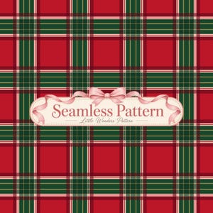 Nahtloses Weihnachtskaromuster zum digitalen Download, Royal Stewart Tartan-Design, rot-grüner Festtagsdruck, klassischer Stoff für Kinderbastelarbeiten