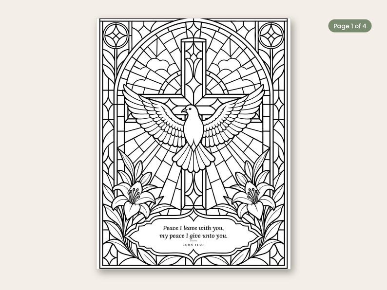 Stained Glass Bible Verse Coloring Pages for Adults | Bold Line ...