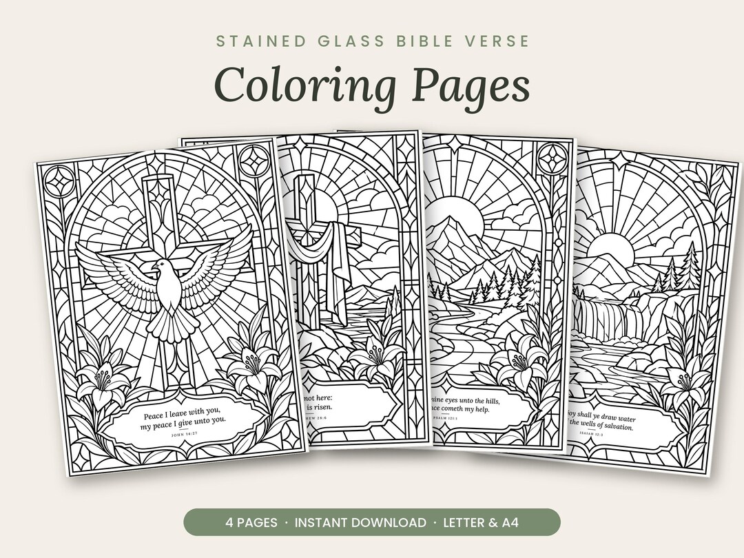 Stained Glass Bible Verse Coloring Pages for Adults | Bold Line ...
