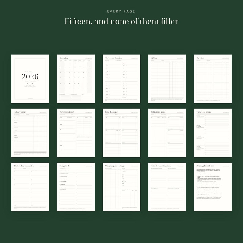 2026 Christmas Planner, Gift List, Budget, Dinner, Card (Instant Download) image 5