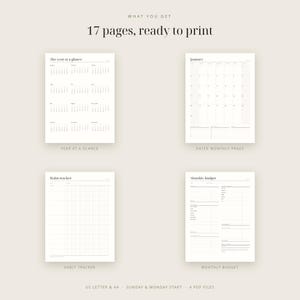 2027 Dated Planner Printable, Monthly Calendar, Habit Tracker, Budget Sheet (PDF Download) image 2