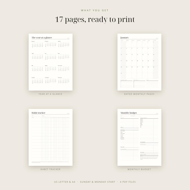 2027 Dated Planner Printable, Monthly Calendar, Habit Tracker, Budget Sheet (PDF Download) image 2